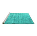 Sideview of Machine Washable Abstract Turquoise Contemporary Area Rugs, wshcon1323turq