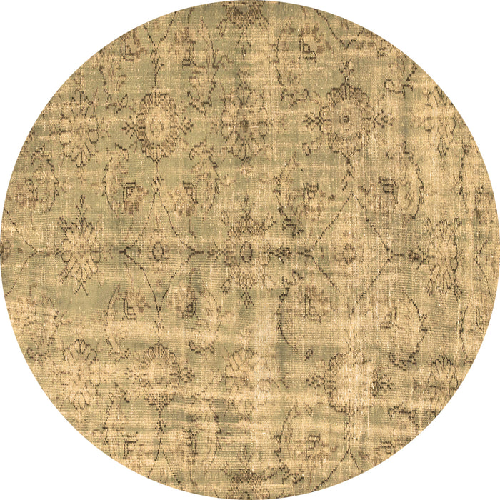 Round Abstract Brown Contemporary Rug, con1323brn