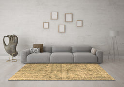 Machine Washable Abstract Brown Contemporary Rug in a Living Room,, wshcon1323brn