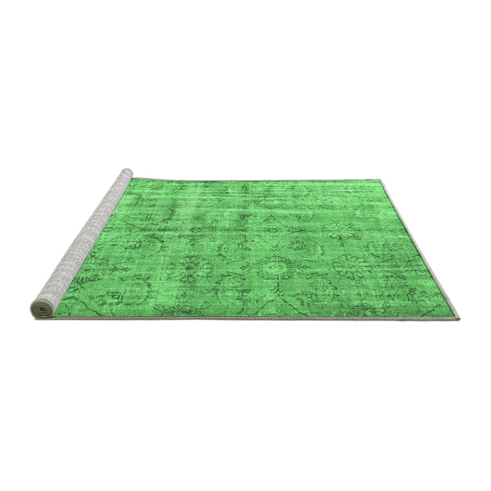 Sideview of Machine Washable Abstract Emerald Green Contemporary Area Rugs, wshcon1323emgrn