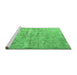 Sideview of Machine Washable Abstract Emerald Green Contemporary Area Rugs, wshcon1323emgrn