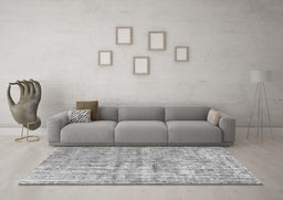 Machine Washable Abstract Gray Contemporary Rug in a Living Room,, wshcon1323gry