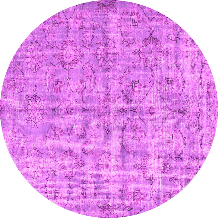 Round Abstract Pink Contemporary Rug, con1323pnk