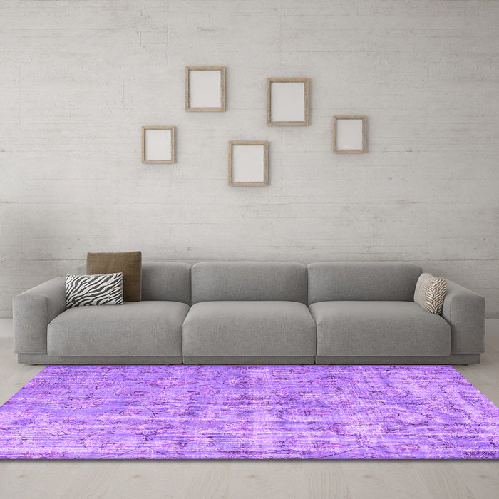 Machine Washable Abstract Purple Contemporary Area Rugs in a Living Room, wshcon1323pur