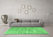 Machine Washable Abstract Emerald Green Contemporary Area Rugs in a Living Room,, wshcon1323emgrn