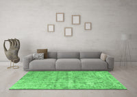 Machine Washable Abstract Emerald Green Contemporary Rug, wshcon1323emgrn