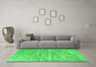 Machine Washable Abstract Green Contemporary Area Rugs in a Living Room,, wshcon1323grn