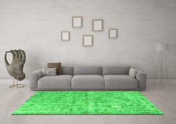 Machine Washable Abstract Green Contemporary Area Rugs in a Living Room,, wshcon1323grn