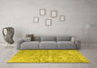 Machine Washable Abstract Yellow Contemporary Rug in a Living Room, wshcon1323yw