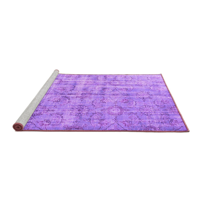 Sideview of Machine Washable Abstract Purple Contemporary Area Rugs, wshcon1323pur
