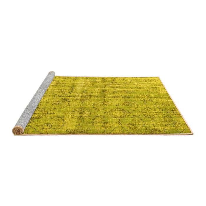 Sideview of Machine Washable Abstract Yellow Contemporary Rug, wshcon1323yw