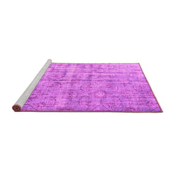 Sideview of Machine Washable Abstract Pink Contemporary Rug, wshcon1323pnk