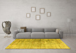 Machine Washable Abstract Yellow Contemporary Rug in a Living Room, wshcon1324yw
