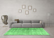 Machine Washable Abstract Emerald Green Contemporary Area Rugs in a Living Room,, wshcon1324emgrn