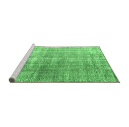 Sideview of Machine Washable Abstract Emerald Green Contemporary Area Rugs, wshcon1324emgrn