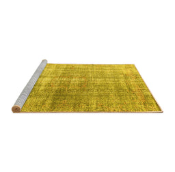 Sideview of Machine Washable Abstract Yellow Contemporary Rug, wshcon1324yw