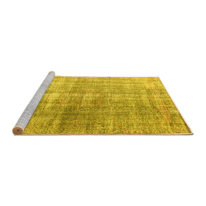 Sideview of Machine Washable Abstract Yellow Contemporary Rug, wshcon1324yw