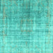 Square Abstract Turquoise Contemporary Rug, con1324turq