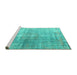 Sideview of Machine Washable Abstract Turquoise Contemporary Area Rugs, wshcon1324turq