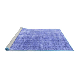 Sideview of Machine Washable Abstract Blue Contemporary Rug, wshcon1324blu