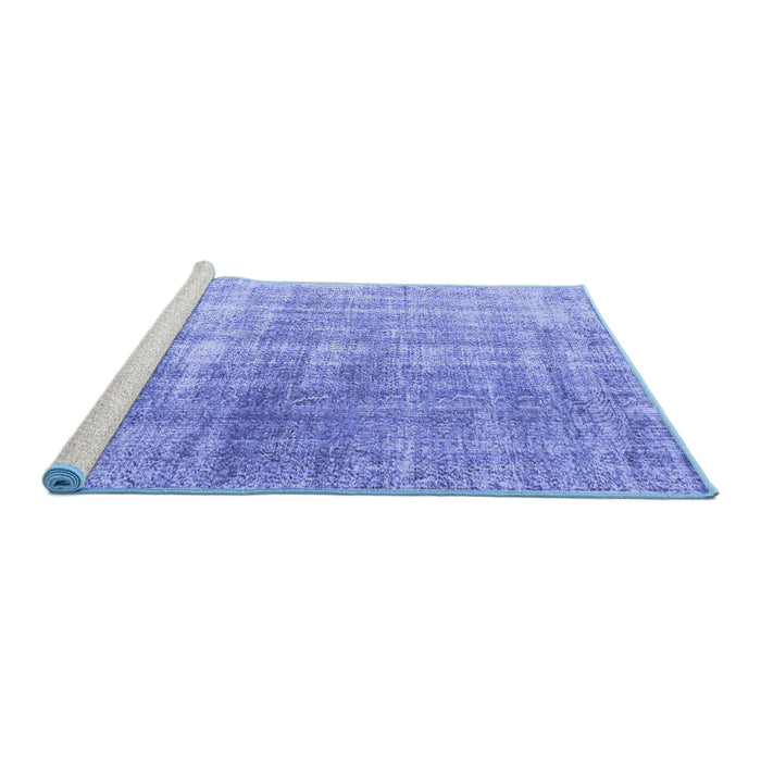 Sideview of Machine Washable Abstract Blue Contemporary Rug, wshcon1324blu