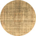 Round Abstract Brown Contemporary Rug, con1324brn