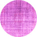 Round Machine Washable Abstract Pink Contemporary Rug, wshcon1324pnk