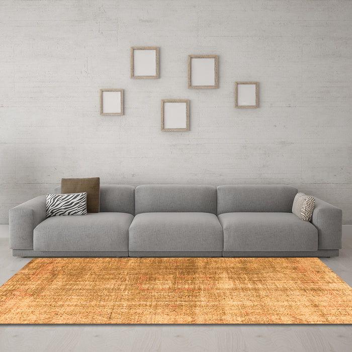 Machine Washable Abstract Orange Contemporary Area Rugs in a Living Room, wshcon1324org