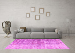 Machine Washable Abstract Pink Contemporary Rug in a Living Room, wshcon1324pnk