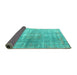 Sideview of Abstract Turquoise Contemporary Rug, con1324turq