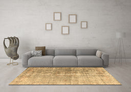 Machine Washable Abstract Brown Contemporary Rug in a Living Room,, wshcon1324brn
