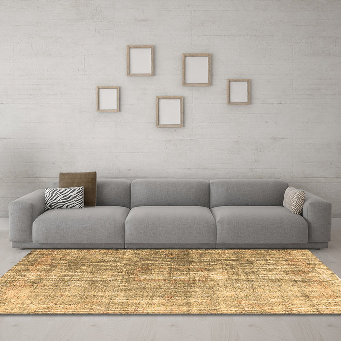Machine Washable Abstract Brown Contemporary Rug in a Living Room,, wshcon1324brn