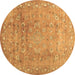 Round Abstract Brown Contemporary Rug, con1325brn