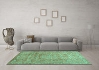 Machine Washable Abstract Turquoise Contemporary Rug, wshcon1325turq