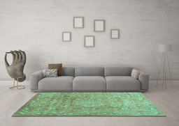 Machine Washable Abstract Turquoise Contemporary Area Rugs in a Living Room,, wshcon1325turq