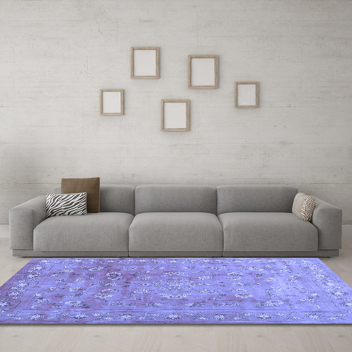 Machine Washable Abstract Blue Contemporary Rug in a Living Room, wshcon1325blu