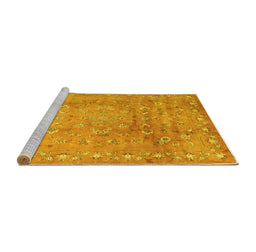 Sideview of Machine Washable Abstract Yellow Contemporary Rug, wshcon1325yw
