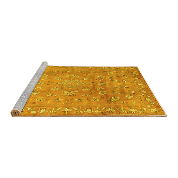 Sideview of Machine Washable Abstract Yellow Contemporary Rug, wshcon1325yw