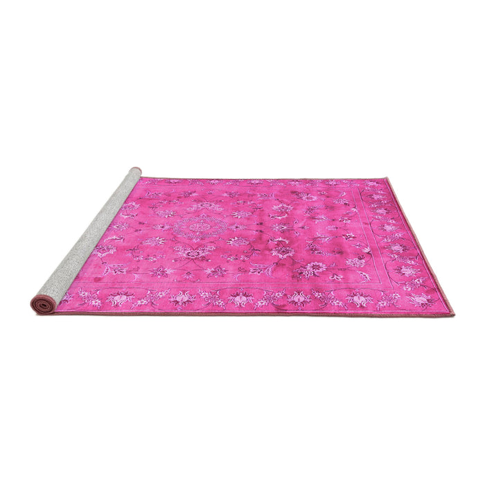 Sideview of Machine Washable Abstract Pink Contemporary Rug, wshcon1325pnk