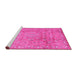 Sideview of Machine Washable Abstract Pink Contemporary Rug, wshcon1325pnk