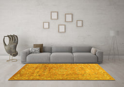 Machine Washable Abstract Yellow Contemporary Rug in a Living Room, wshcon1325yw