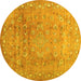 Round Abstract Yellow Contemporary Rug, con1325yw