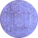 Round Machine Washable Abstract Blue Contemporary Rug, wshcon1325blu