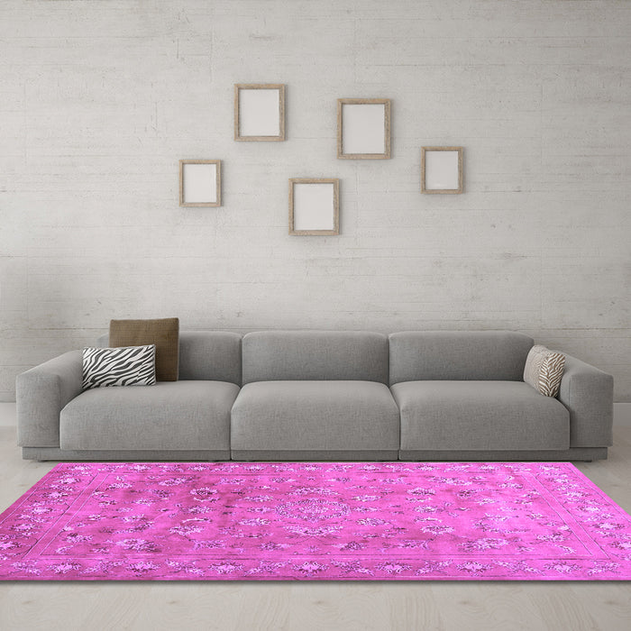 Machine Washable Abstract Purple Contemporary Area Rugs in a Living Room, wshcon1325pur
