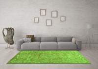 Machine Washable Abstract Green Contemporary Rug, wshcon1325grn