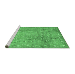 Sideview of Machine Washable Abstract Emerald Green Contemporary Area Rugs, wshcon1325emgrn