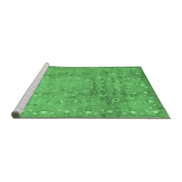 Sideview of Machine Washable Abstract Emerald Green Contemporary Area Rugs, wshcon1325emgrn
