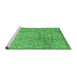 Sideview of Machine Washable Abstract Emerald Green Contemporary Area Rugs, wshcon1325emgrn