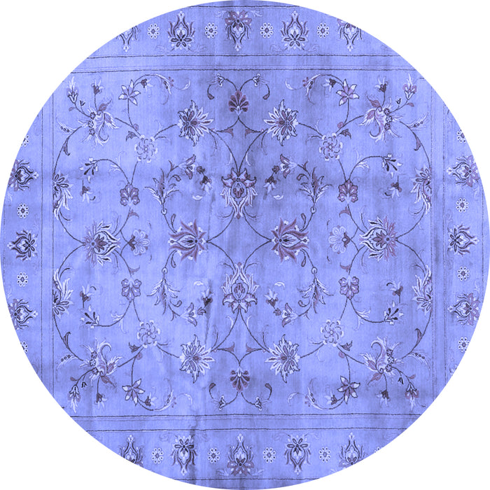 Round Abstract Blue Contemporary Rug, con1326blu