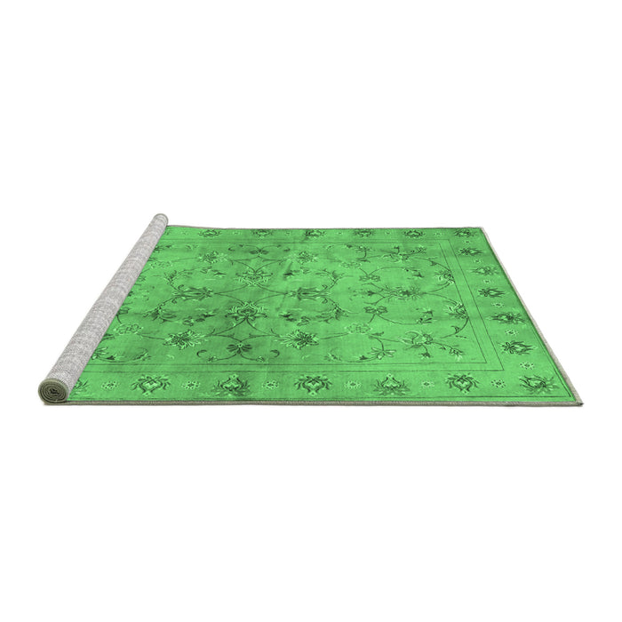 Sideview of Machine Washable Abstract Emerald Green Contemporary Area Rugs, wshcon1326emgrn